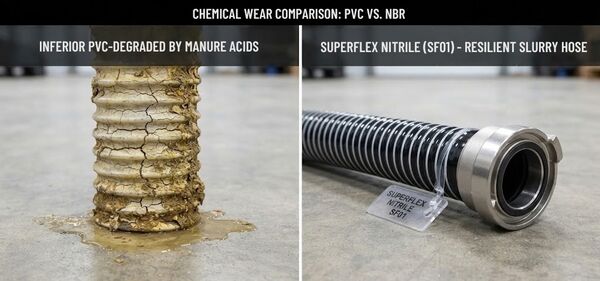 Chemical Wear Comparison of PVC and NBR Rubber for Manure, Slurry or Wastewater Transfer