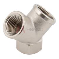 Equal Y Connector Female BSPP Brass Nickel Plated