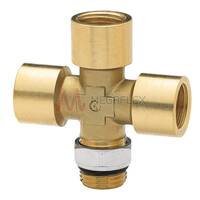 M16x15 Brass Cross Push-Fit Fitting