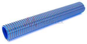 Blue Superelastic PVC S&D Hose with Extruded Red Scuff Stripe
