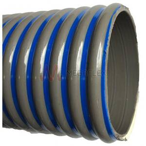 Apollo SE L AS Antistatic Grey with Blue Stripe PVC S&D Hose with Rigid PVC Helix