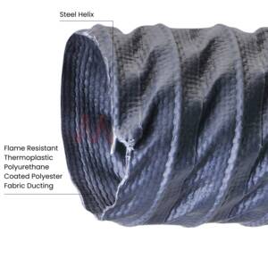 Flame-Resistant TPU Duct - Grey | Steel Reinforced, Silicon-Free