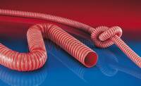 Double Ply Red Silicone-Coated Fibreglass Fabric Ducting with Spring Steel Helix