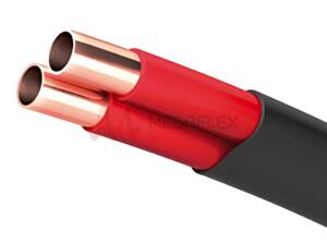 Twin Copper Tubes With PVC Sheaths wrapped in Flat Black PVC Sheath