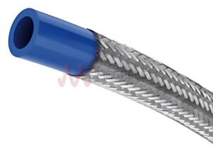 Blue Silicone Tube with Stainless Steel Overbraid
